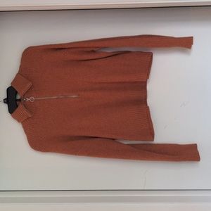 William Rast Women's Quarter Zip Orange Sweater